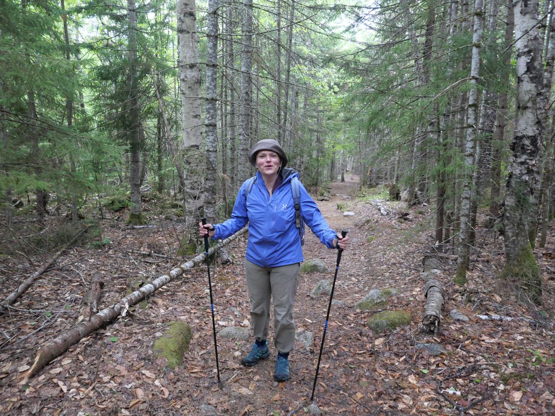 At the Katahdin summit sign, the start of a southbound thru-hike